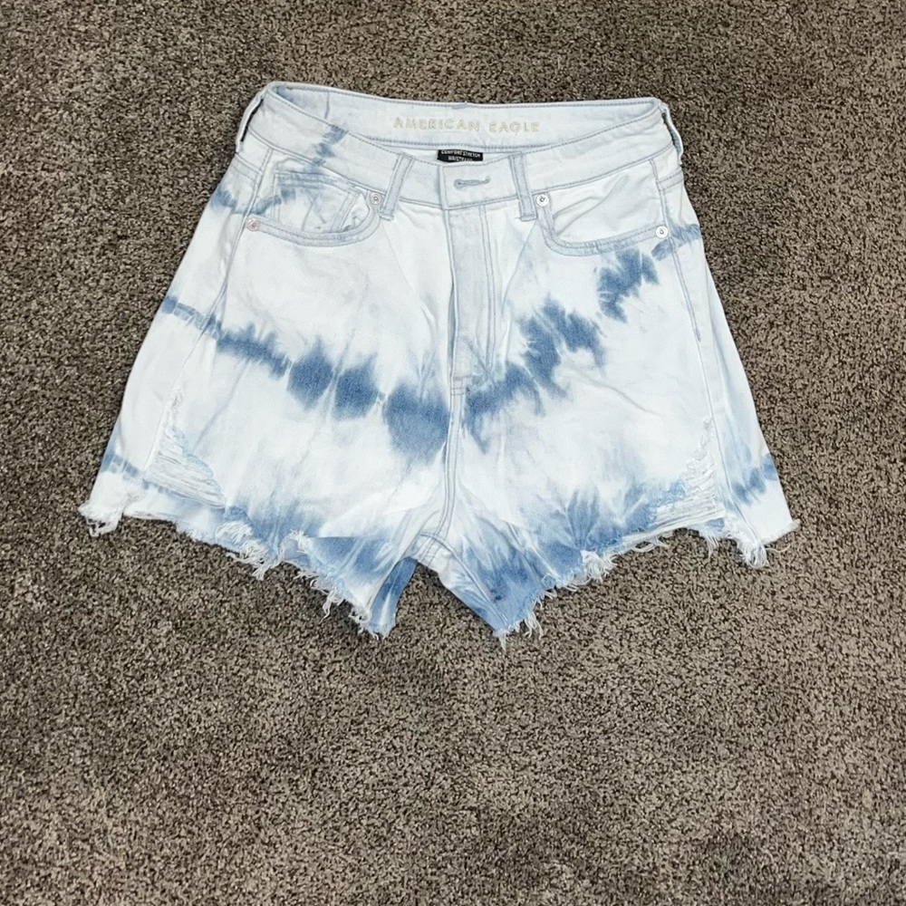 Very cute American Eagle shorts. They are a dark and light wash.